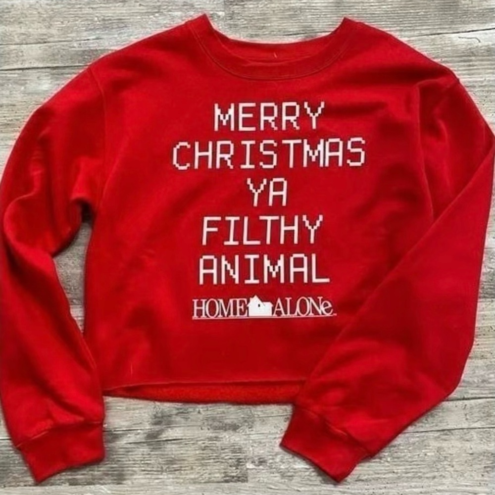 Merry Christmas You Filthy Animal, Cropped Sweatshirt